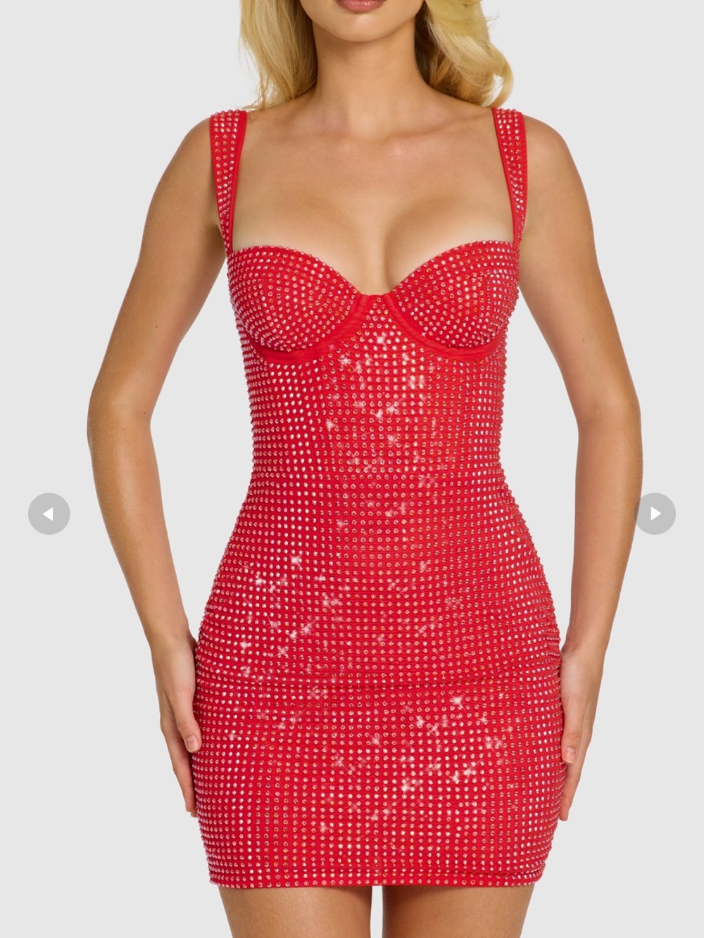 Red Studded Bodycon Dress - Women